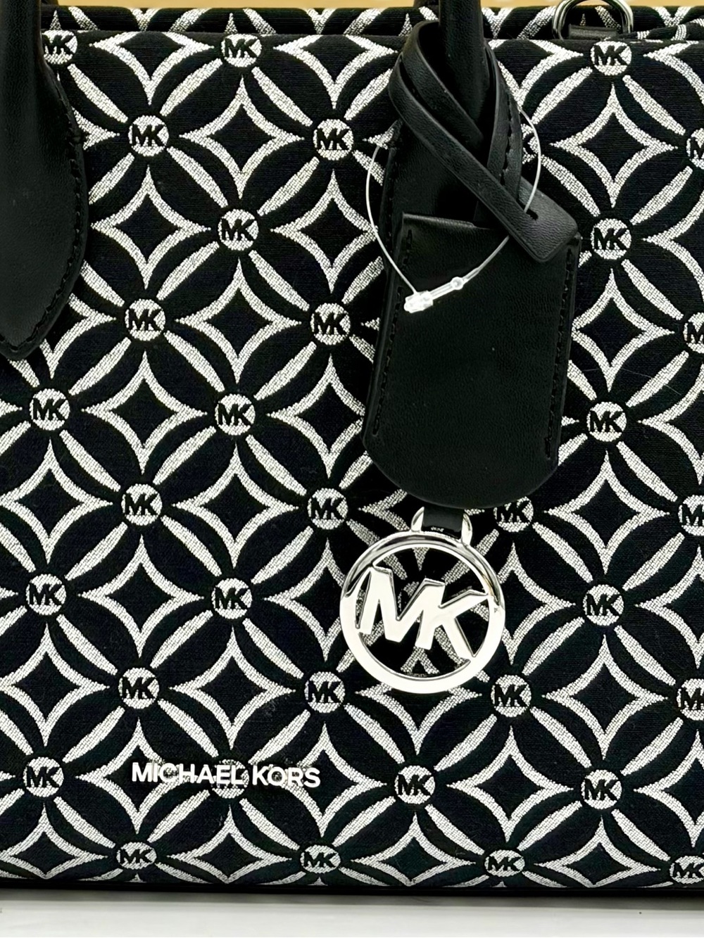 Michael Kors Mirella Small Metallic Logo Jacquard Crossbody Bag Black/Silver - Picture 10 of 12